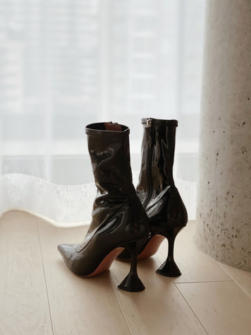 Amina Muaddi Ami Latex Sock Boots