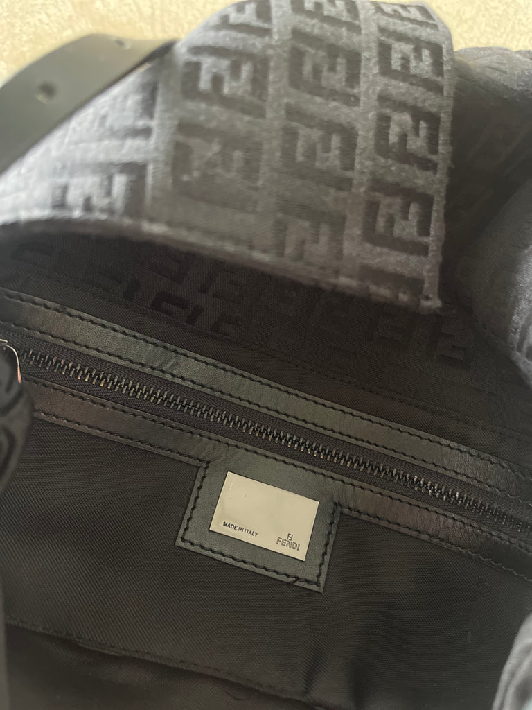 Fendi Vintage Leather-Trimmed Zucchino Baguette