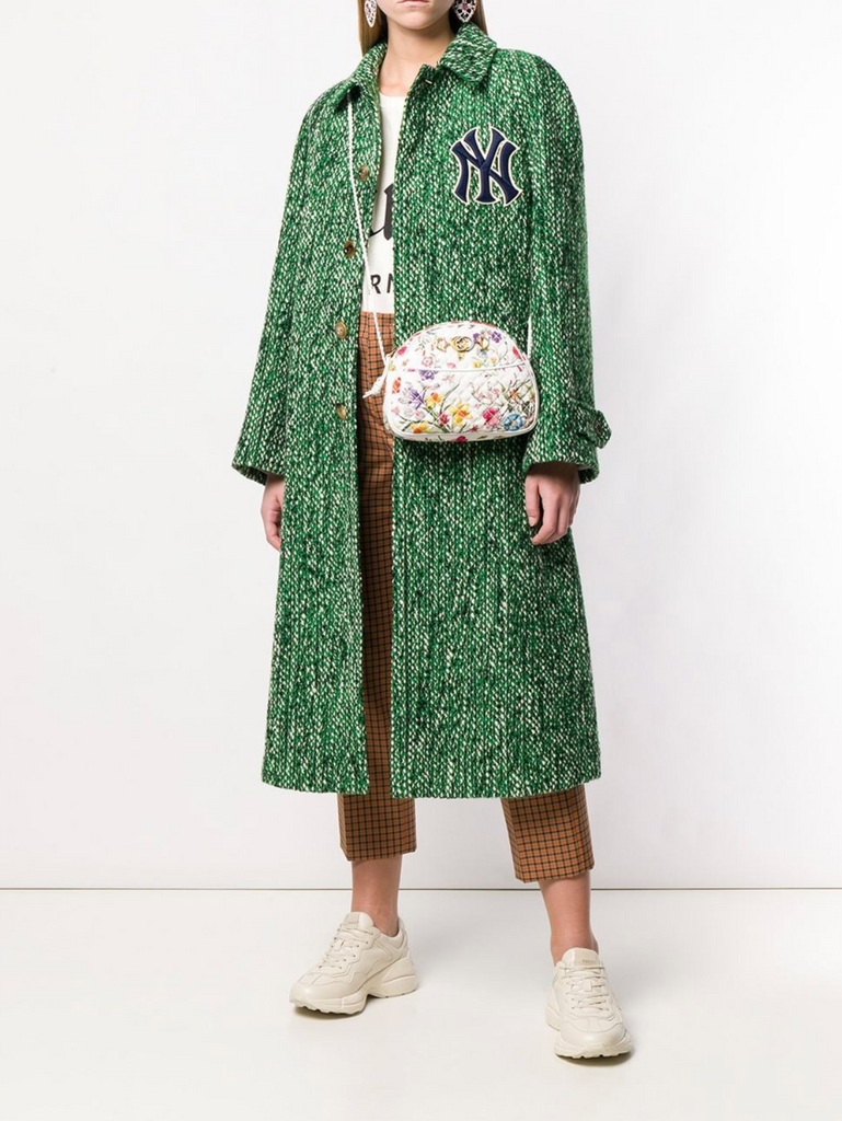 New Gucci Quilted Floral Canvas Cross Body Bag