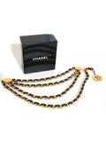 Chanel Vintage Leather and Chain-Link Medallion Belt