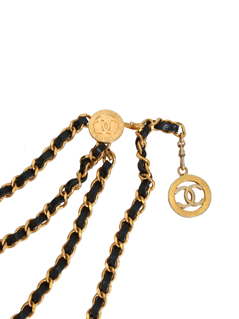 Chanel Vintage Leather and Chain-Link Medallion Belt