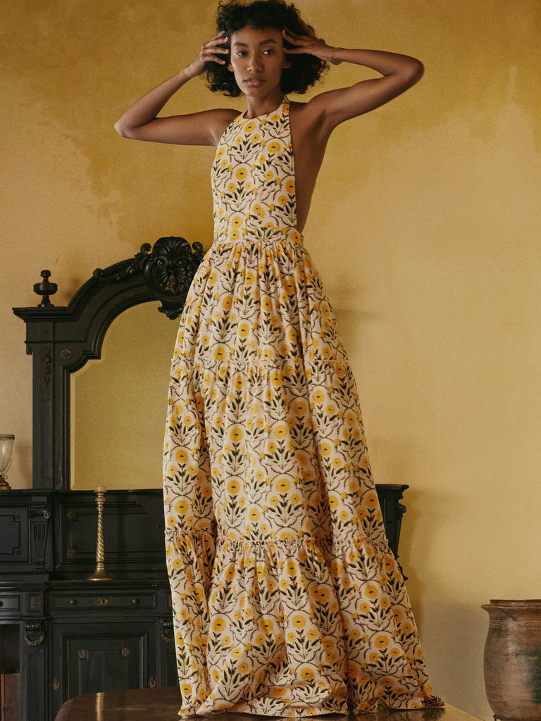 Naranja Mimosa Print Maxi Dress