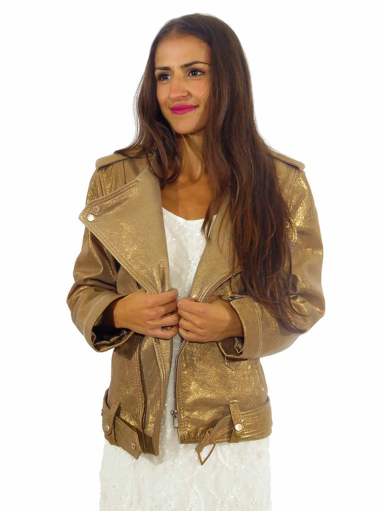 Punto Metallic Leather Jacket