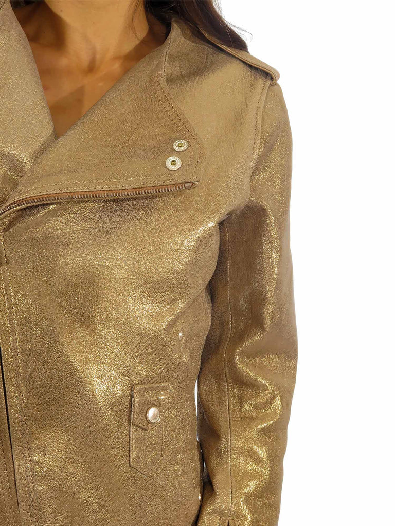 Punto Metallic Leather Jacket