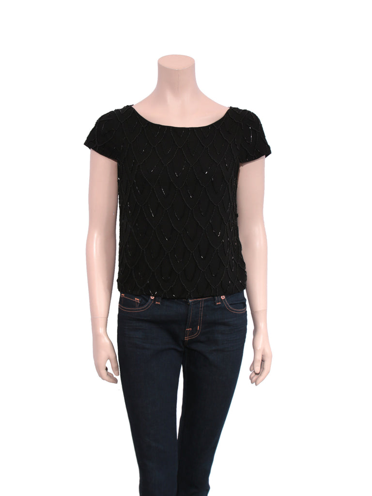 alice + olivia Silk Beaded Top