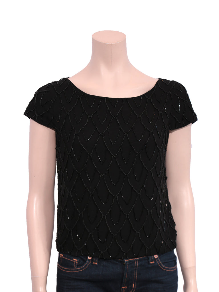 alice + olivia Silk Beaded Top