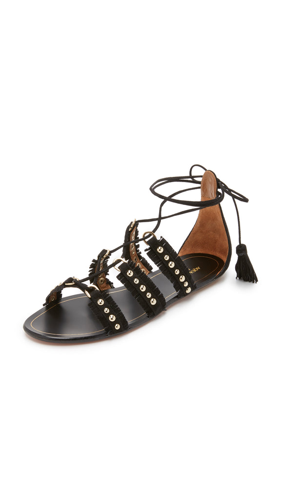Aquazzura Tulum Suede Flat Sandals