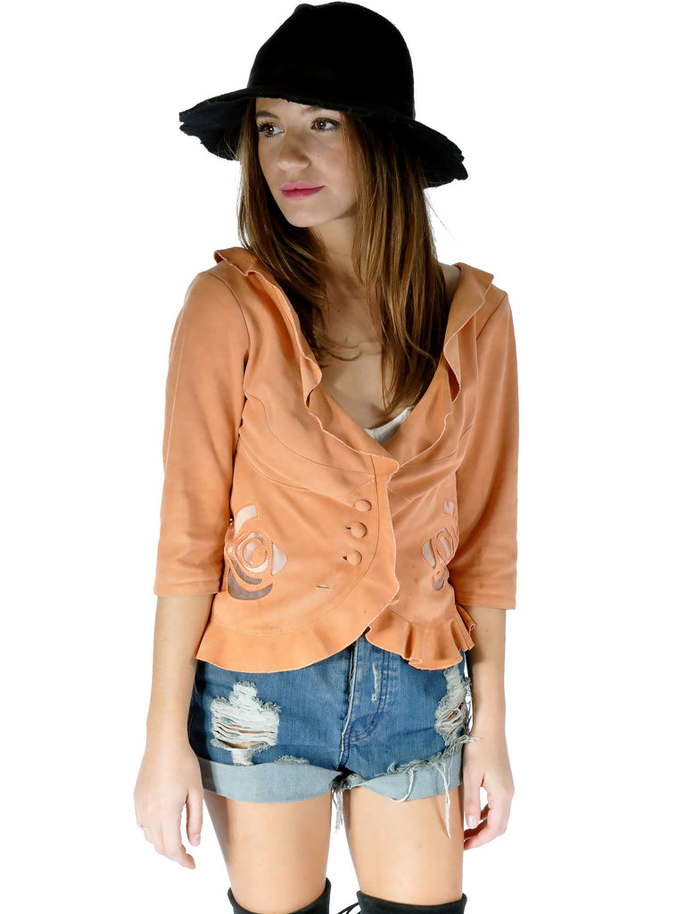 Emporio Armani Suede Ruffle Jacket