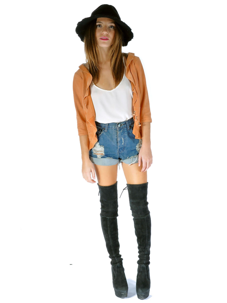 Emporio Armani Suede Ruffle Jacket