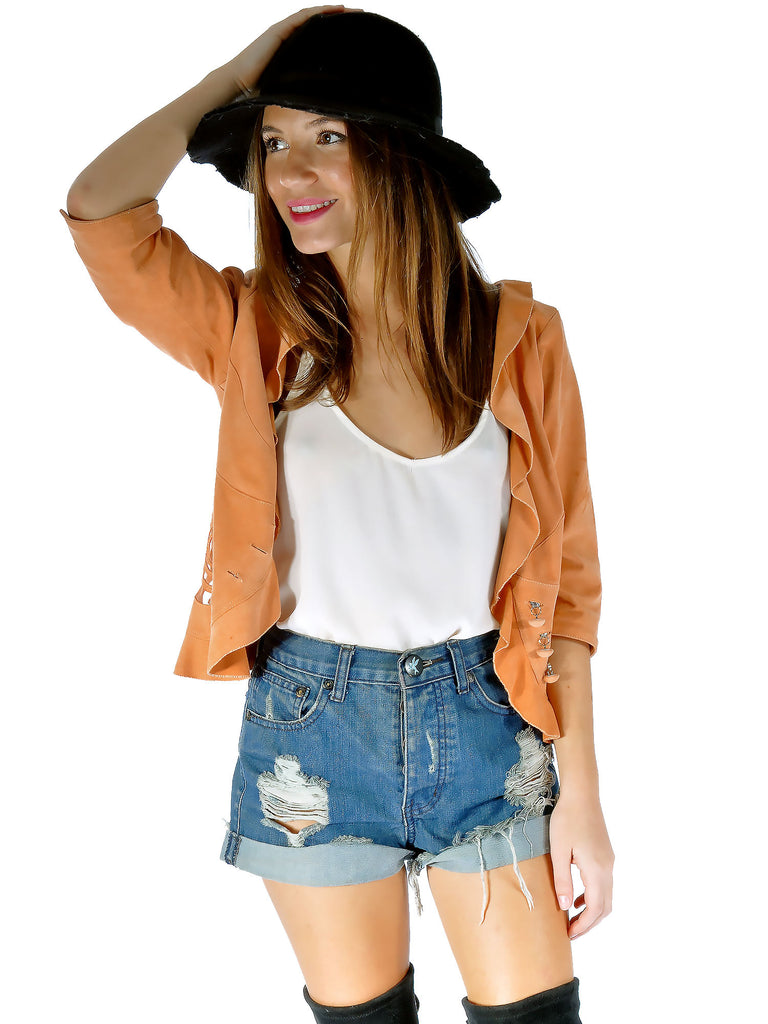 Emporio Armani Suede Ruffle Jacket