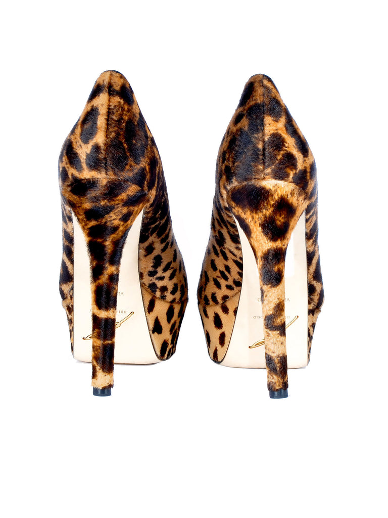 B Brian Atwood Bambola Leopard Peep-Toe Pumps