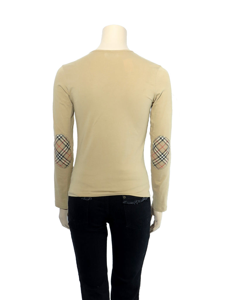 Burberry Check Elbow Stretch-Cotton Top