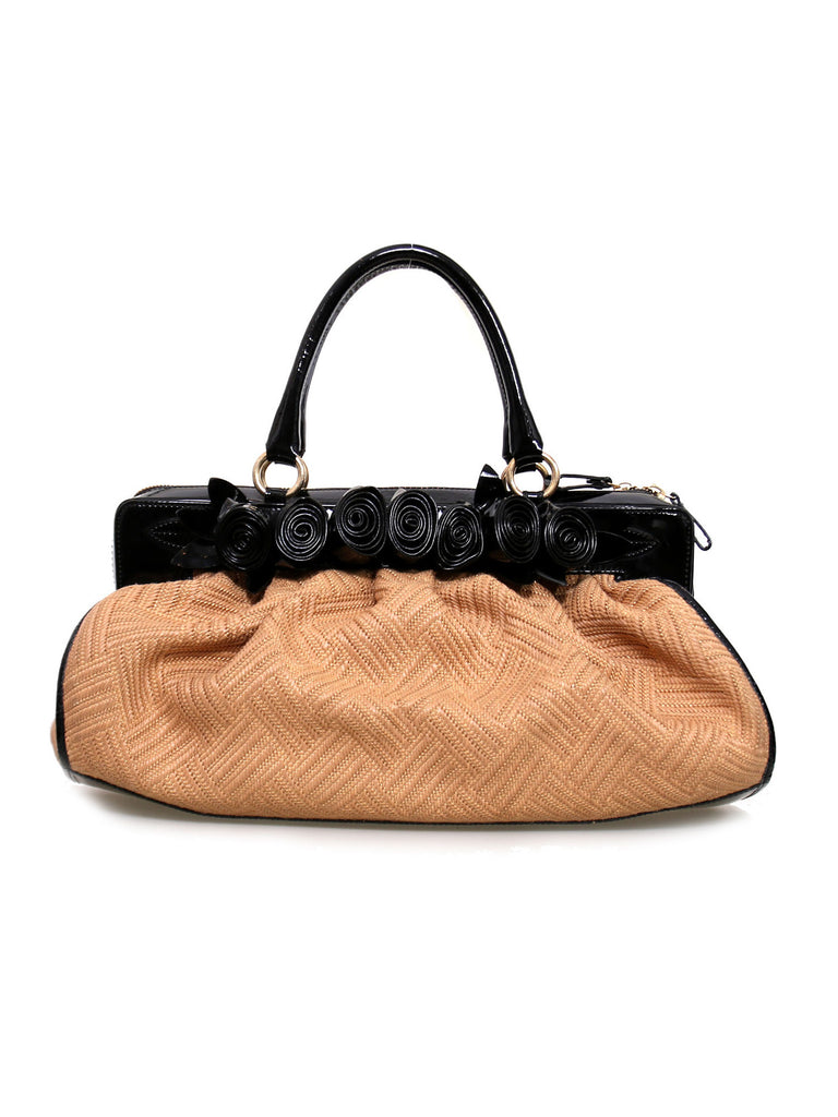 Valentino Straw Rose Tote Bag