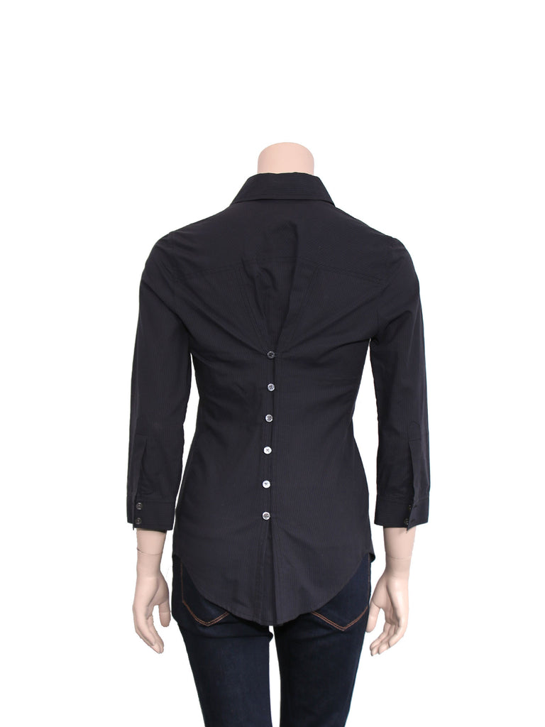 Elizabeth and James Button-Up Stripe Cotton Shirt