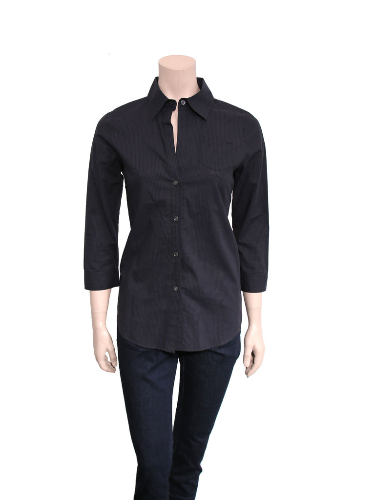 Elizabeth and James Button-Up Stripe Cotton Shirt