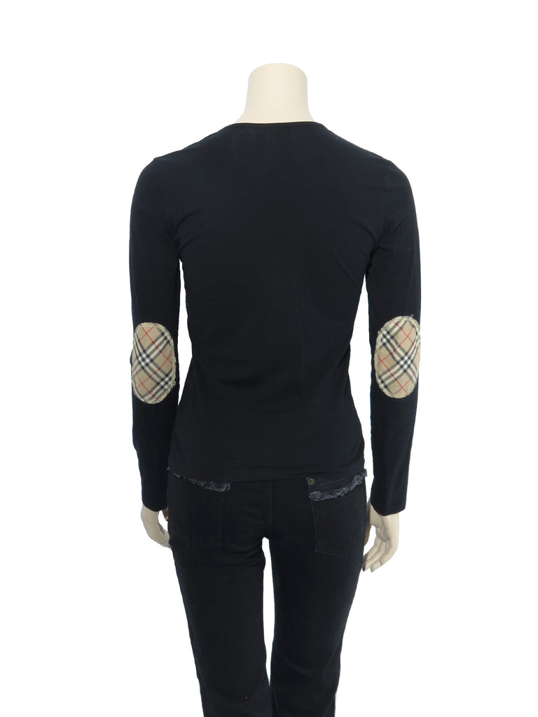 Burberry Check Elbow Stretch-Cotton Top