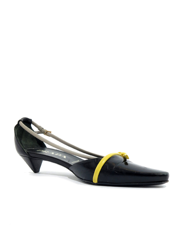 Prada Tri-Color Leather Kitten Heels