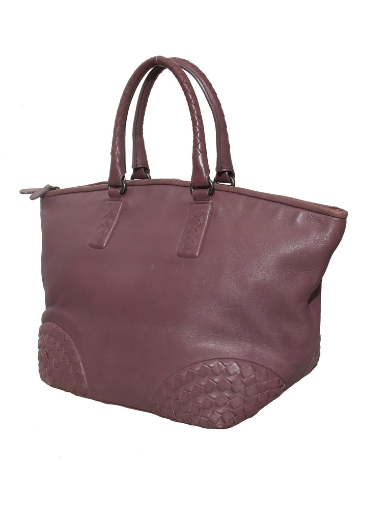 Bottega Veneta Intrecciato-Trimmed Leather Tote Bag