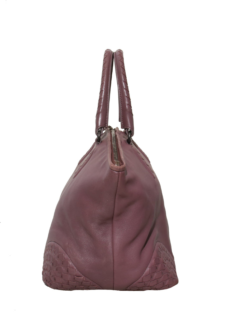 Bottega Veneta Intrecciato-Trimmed Leather Tote Bag