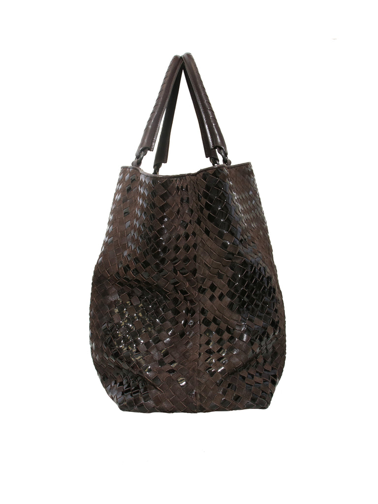 Bottega Veneta Intrecciato Suede and Patent Leather Tote Bag