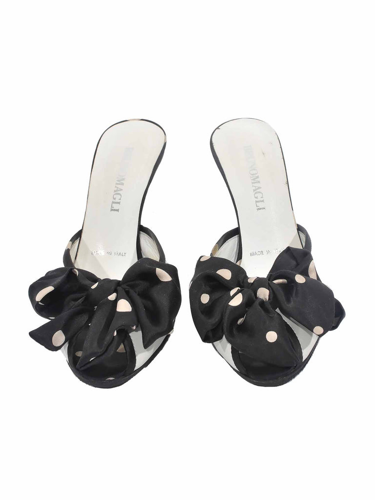 Bruno Magli Slip-In Polka-Dot Bow Sandals