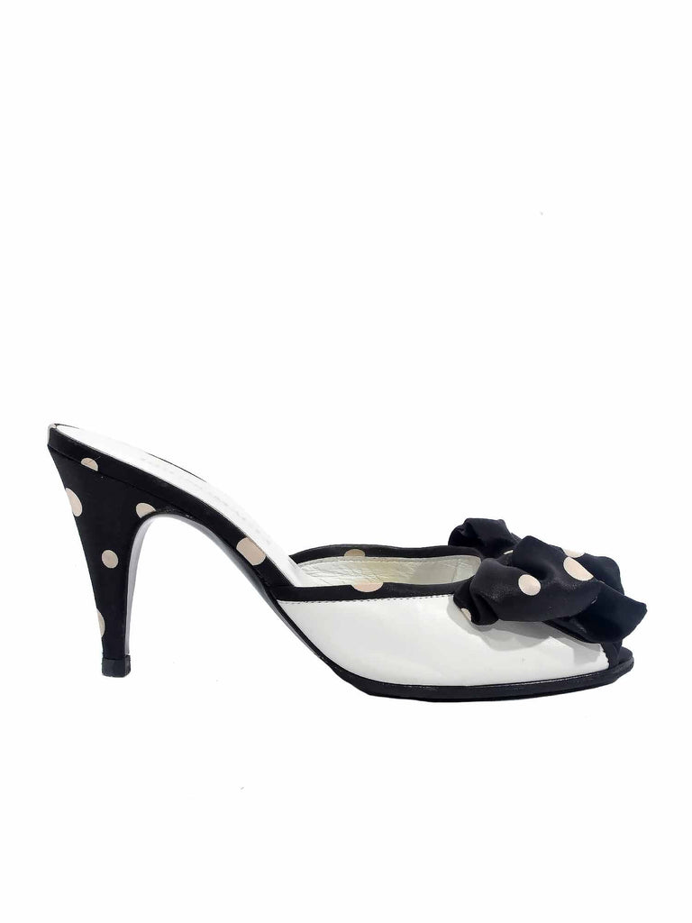 Bruno Magli Slip-In Polka-Dot Bow Sandals