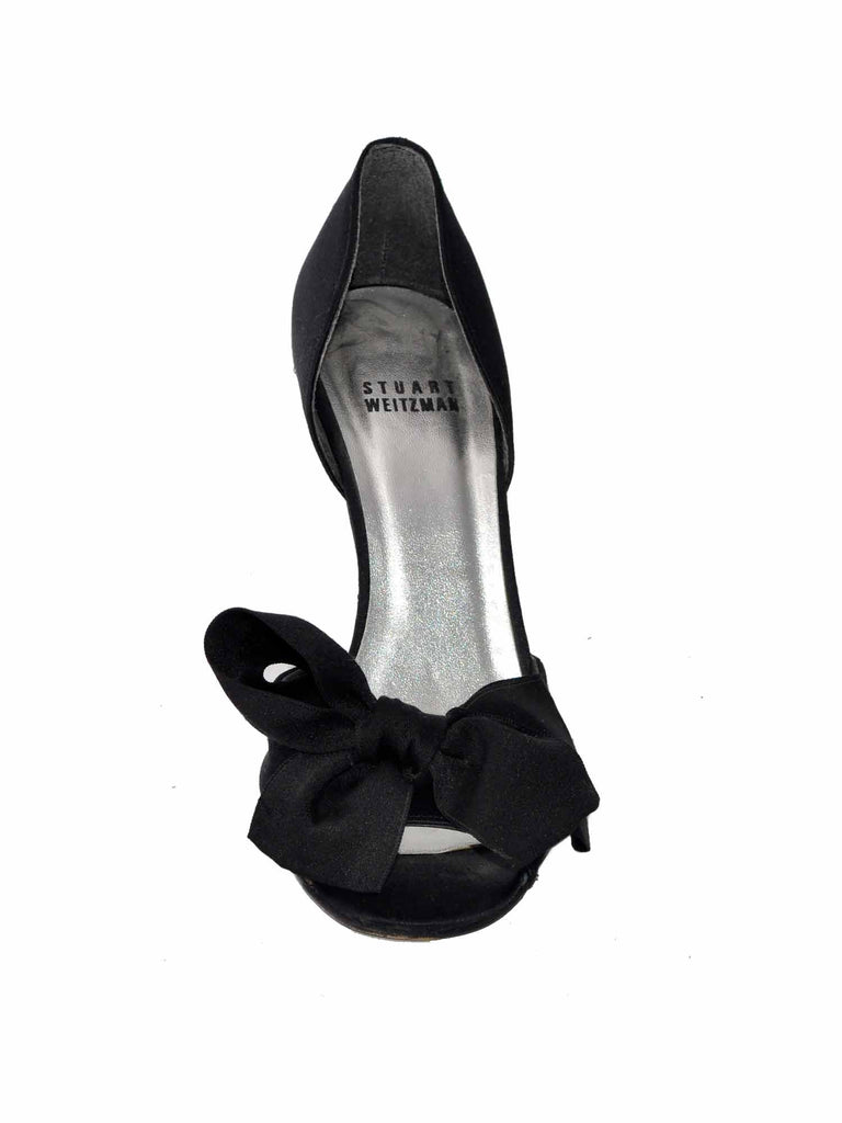 Stuart Weitzman Satin Bow Peep-Toe Sandals