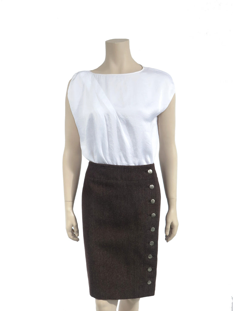 Louis Vuitton Wool Button Skirt