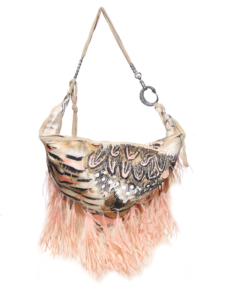 Roberto Cavalli Printed Feather Shoulder Bag