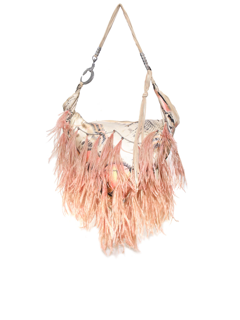 Roberto Cavalli Printed Feather Shoulder Bag