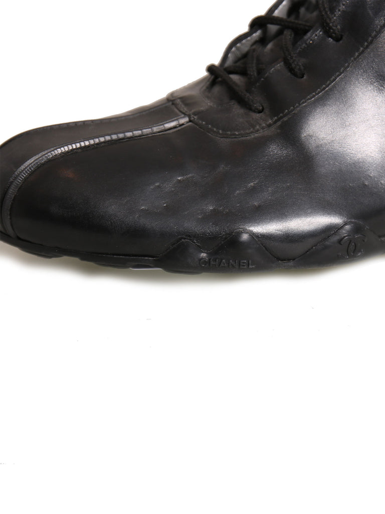 Chanel Lace-Up Leather Boots