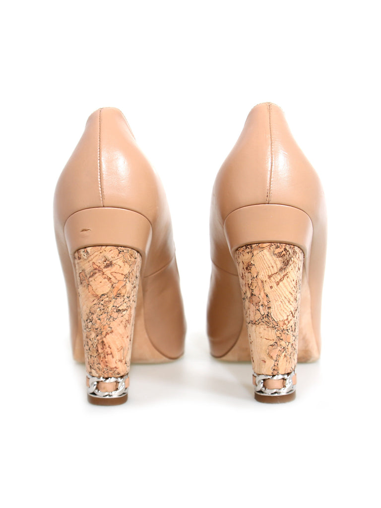 Chanel Leather Peep-Toe Pumps