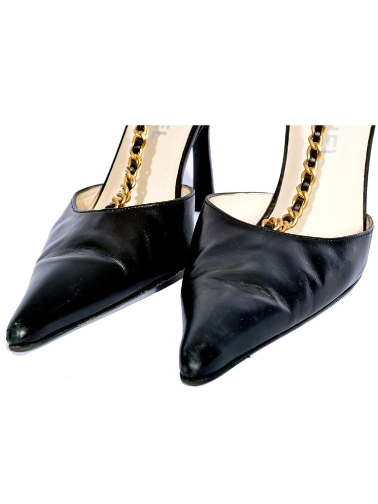 Chanel Pointed Chain Pumps