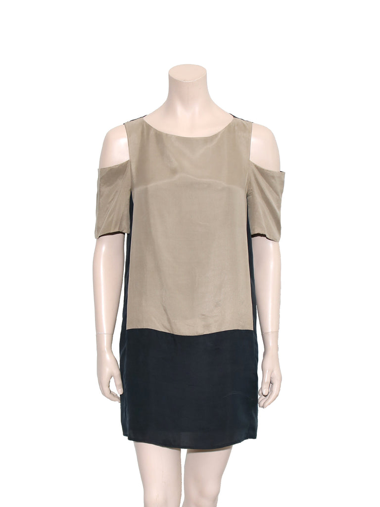 Tibi Silk Cutout Shoulder Dress