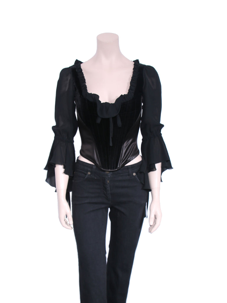 Moschino Silk and Velvet Detail Corset