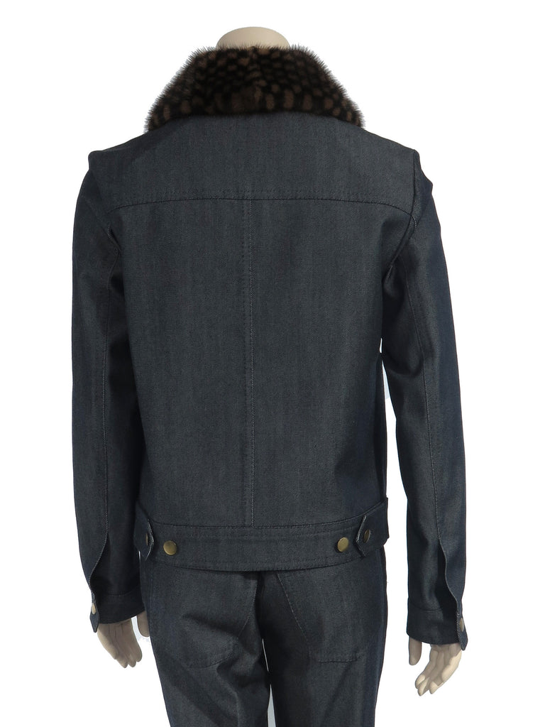 Louis Vuitton Mink Collar Denim Jacket