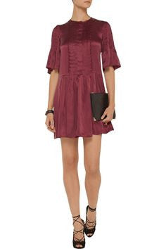 Isabel Marant Valley Pleated Washed-Silk Mini Dress