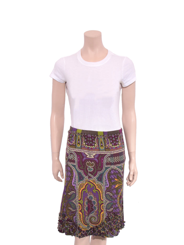 Etro Ruffle Hem Printed Skirt