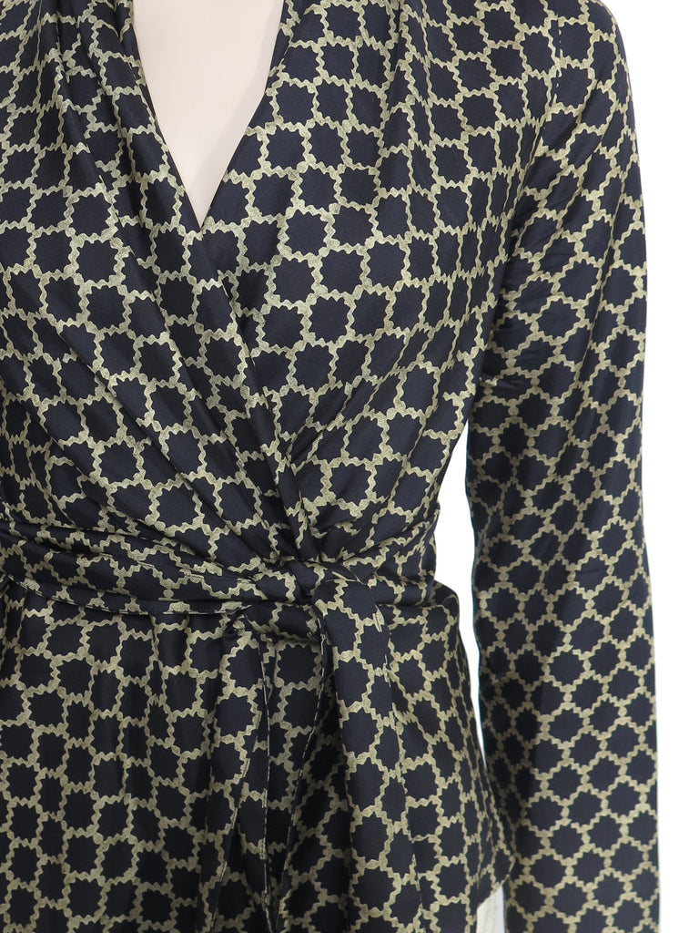 Etro Printed Silk Wrap Blouse
