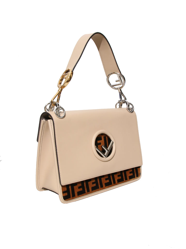 Fendi Kan I Leather and Velvet Shoulder Bag