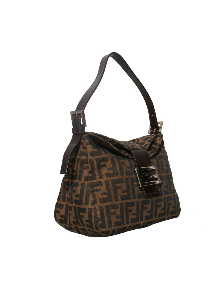 Fendi Leather Trimmed Zucca Shoulder Bag