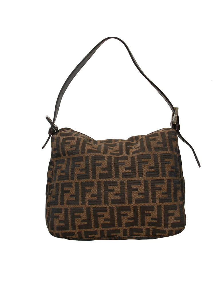 Fendi Leather Trimmed Zucca Shoulder Bag
