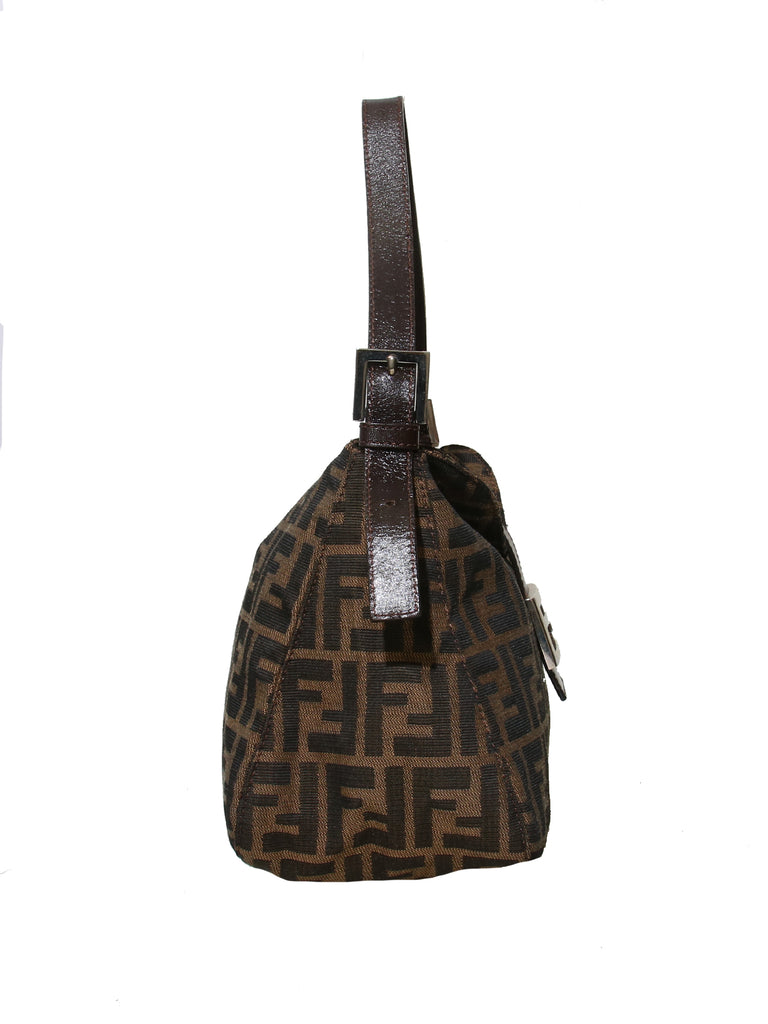 Fendi Leather Trimmed Zucca Shoulder Bag