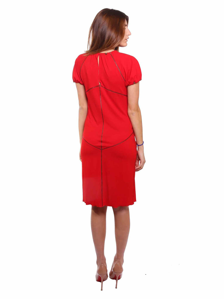 Fendi Jersey Leather-Detail Dress