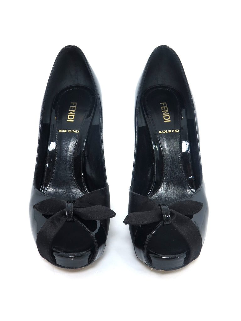 Fendi Leather and Satin Bow Heels