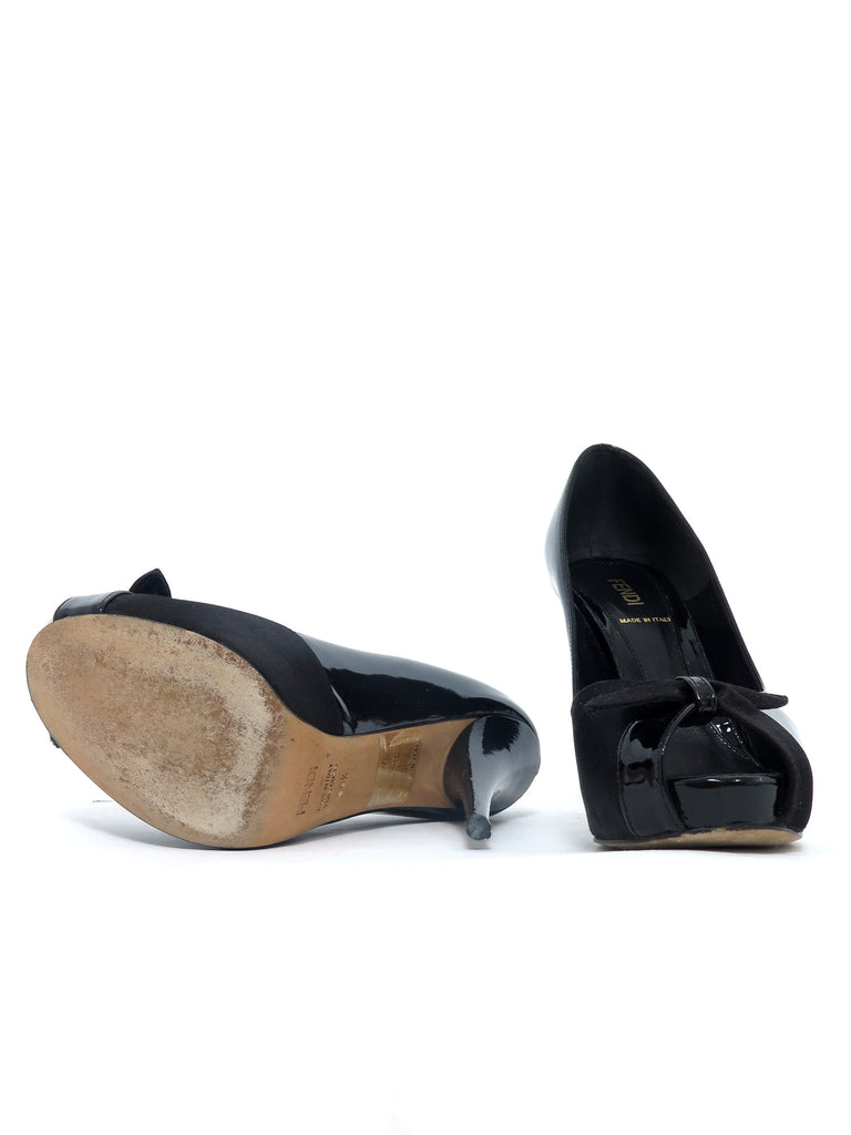Fendi Leather and Satin Bow Heels