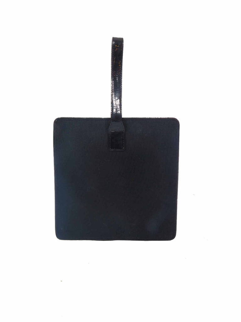 Gianfranco Ferre Vintage Patent Embroidered Square Clutch