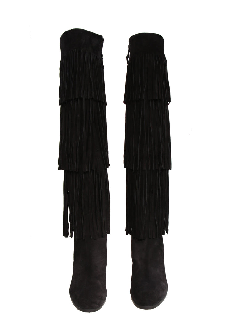 Stuart Weitzman Suede Fringe Boots