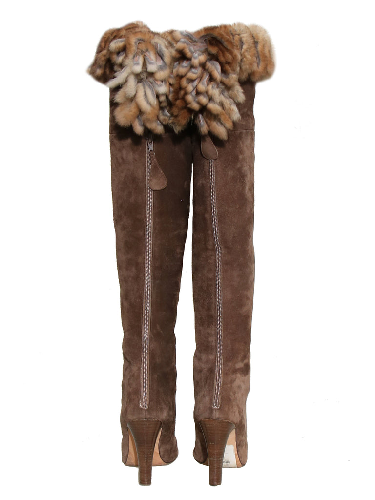 Manolo Blahnik Suede Over-The-Knee Boots
