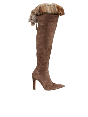 Manolo Blahnik Suede Over-The-Knee Boots